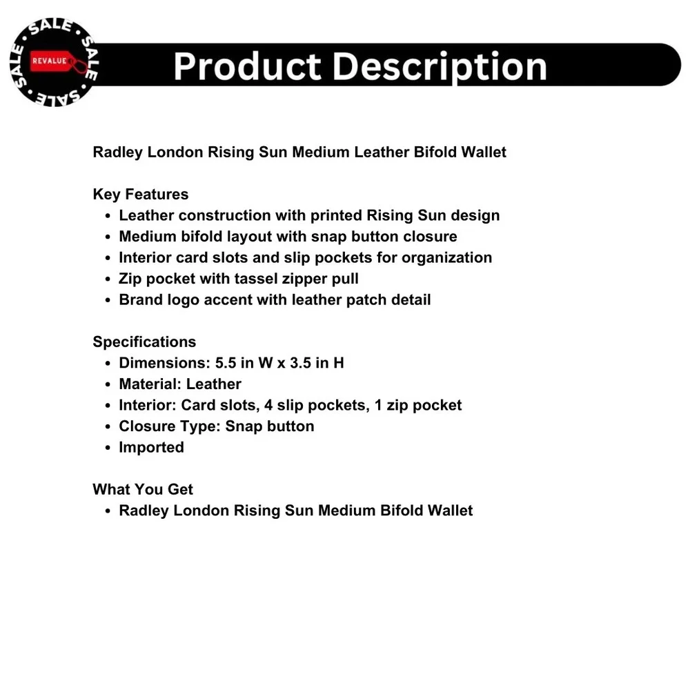 Radley London Rising Sun‎ Medium Leather Bifold Wallet